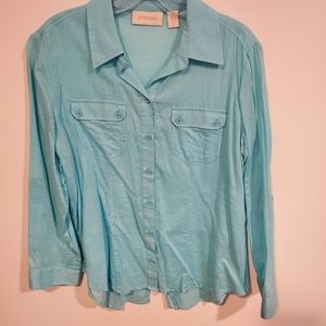 Sz 1 Petite Chicos Blue Blouse
